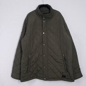 Roots 73 Diamond Quilted Jacket Mens XL Olive Green Snaps Zip Closure Rugged